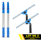 Gritt Commercial - Ensemble de nettoyage de vitres - Raclette pivotante de 14 po - Manche télescopique de 20 po - Lot de 2-Les outils se fixent facilement au manche télescopique inclus de 6 pi