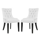 Modway - Regent Vinyle Fauteuil d’appoint de salle à manger Ensemble de 2 - Blanc-Cadre en bois massif