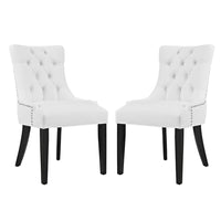 Modway - Regent Vinyle Fauteuil d’appoint de salle à manger Ensemble de 2 - Blanc-Cadre en bois massif