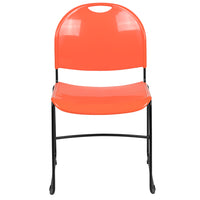 Flash Furniture - Chaise ultra-compacte empilable orange de la série HERCULES avec une et cadre enduit de poudre noire-Ensemble de 5 chaises empilables polyvalentes