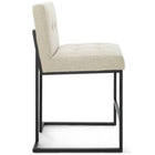 Modway - Privy Acier inoxydable noir Tissu rembourré Tabouret de comptoir - Noir beige-Touffe élégante de biscuits