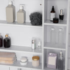 Kleankin - Organisateur de rangement mural pour salle de bain avec miroir et étagères - blanc-Fabriqué en MDF avec revêtement en mélamine, solide et facile à nettoyer 
