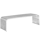 Modway - Pipe 60" Acier inoxydable Banc - Argent-Bench moderne
