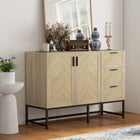 HOMCOM - Buffet 46,1 po L avec 3 tiroirs - chêne-Équipé de panneaux de particules avec une surface traitée, ce qui le rend lisse et facile à nettoyer 