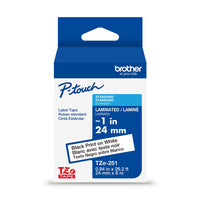 Brother - TZe251 Ruban laminé authentique pour étiqueteuses P-touch - 24 mm de largeur x 8 m de longueur - blanc avec texte noir-Ruban laminé TZe blanc avec texte noir de 24 mm