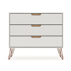 Manhattan Comfort - Rockefeller ensemble de commodes de chambre à coucher style milieu du siècle - blanc cassé et naturel - ensemble de 3-Assemblage à domicile requis Tout le matériel inclus