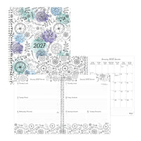 Blueline - 2027 agenda hebdomadaire/mensuel à colorier DoodlePlan avec reliure à double spirale – 11 po x 8 1/2 po – design Botanica – bilingue-12 mois: janvier 2027 à décembre 2027