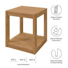 Modway - Carlsbad Bois de teck Terrasse extérieure Table d’appoint - Naturel-Bois de teck de qualité A