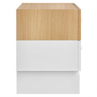 Modway - Nolia Bloc de couleurs à 2 tiroirs Table de chevet, Chêne Blanc-Glissières de plancher sans marquage