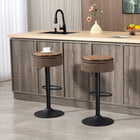 HOMCOM - Tabourets de bar pivotants avec rangement et repose-pieds - brun - paquet de 2-Couvercle réversible se transformant en plateau en bois de pin, créant une table d’appoint pratique 
