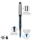 uni-ball - Stylos à bille roulante à aiguille Vision - 0,5 mm - Bleu - paquet de 5-0.5mm Pointe Micro