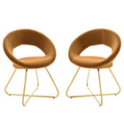 Modway - Nouvelle Performance Velvet Chaise à manger Ensemble de 2 - Cognac d’or-Chaises de salle à manger rétro modernes