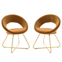 Modway - Nouvelle Performance Velvet Chaise à manger Ensemble de 2 - Cognac d’or-Chaises de salle à manger rétro modernes