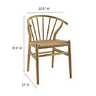 Modway - Flourish Fuseau Fauteuil d’appoint de salle à manger Ensemble de 2 - Naturel-Broche arrondie à dos