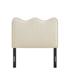 Modway - Athena Rayé Tissu tapis Tête de lit jumelée, Rayures d’avoine-Assemblée requise