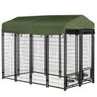 PawHut - Chenil pour chien extérieur 8 pi x 4 pi x 6 pi - vert-12 panneaux en fil solide et cadre en métal renforcent la stabilité et assurent une utilisation quotidienne 