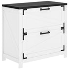 HOMCOM - Caisson de classement 2 tiroirs, support d’imprimante pour bureau à domicile - blanc-Les portes de style grange ajoutent une touche champêtre à tout bureau à domicile 