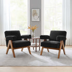 Modway - Lyra Tissu Boucle Fauteuil - Noir - Ensemble de 2-Cadre en contreplaqué, pieds en caoutchouc