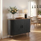 HOMCOM - Buffet style ferme 39,4 po avec portes tambour courbées - grain de bois brun-Capacité de charge totale de 154 lb, avec un plateau supportant jusqu’à 66 lb