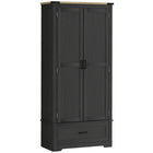 HOMCOM - Armoire de rangement de cuisine 69 po avec étagères réglables - noir et brun-L’armoire à étagères à 4 niveaux et le tiroir maximisent l’espace de rangement 