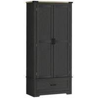 HOMCOM - Armoire de rangement de cuisine 69 po avec étagères réglables - noir et brun-L’armoire à étagères à 4 niveaux et le tiroir maximisent l’espace de rangement 