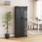 HOMCOM - Armoire de cuisine haute 67 po avec étagères réglables - noir-Portes magnétiques assurant une fermeture sécurisée 