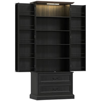 HOMCOM - Armoire de cuisine garde-manger 72 po avec éclairage LED et étagères de porte - noir-La lumière LED à détecteur de mouvement offre trois modes de détection avec luminosité et température de couleur réglables 