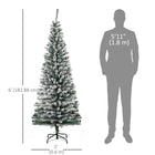 HOMCOM - Sapin de Noël artificiel forme crayon enneigé - mince-L'arbre en forme de crayon permet d'économiser de l'espace 