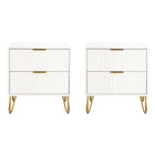 Manhattan Comfort - DUMBO 20,07" Table de nuit moderne à 2 tiroirs - Blanc - Lot de 2-Moderne-contemporain avec une touche de glamour - Table de nuit pour chambre et salon, lot de 2