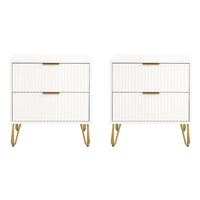 Manhattan Comfort - DUMBO 20,07" Table de nuit moderne à 2 tiroirs - Blanc - Lot de 2-Moderne-contemporain avec une touche de glamour - Table de nuit pour chambre et salon, lot de 2
