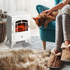 HOMCOM - Foyer électrique portatif sur pied 16 po, 750/1500 W, blanc-Poêle électrique sans ventilation avec deux réglages de chaleur pour réchauffer une superficie de 161 à 215 pieds carrés