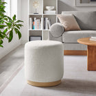Modway - Tilden Sherpa rond 16" Rembourré Ottoman - Ivory Natural-Socle en caoutchouc