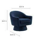 Modway - Astral Performance Velvet Tissu et bois Chaise pivotante - Bleu Minuit-Tissu de velours Performance