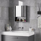 Kleankin - Armoire de salle de bain murale avec miroir et étagères de rangement - noir-Conception murale pour un gain de place 