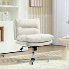 HOMCOM - Fauteuil de bureau sans accoudoirs à piètement croisé - gris clair-Le tissu en microfibre respirant offre une assise fraîche et aérée 