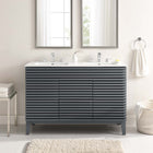 Modway - Render 48" Meuble de salle de bain à double lavabo - Gris blanc-Coiffeuse à grains de noyer