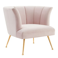 Modway - Veronica Chenal Touffé Performance Velvet Fauteuil - Rose-Fauteuil rétro moderne