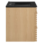 Modway - Render Support mural de 24" Vanette de salle de bain - Noir de chêne-Tiroirs à extension complète