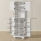 HOMCOM - Armoire de garde-manger haute 71,5 po avec porte-épices - blanc-Style maison de campagne avec portes arquées et détails en lambris 