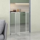 PawHut - Barrière pour Animaux 29"-39" avec Porte à Montage par Pression pour Chien - Blanc-La porte peut être réglée pour s’ouvrir dans les deux directions ou être verrouillée d’un côté