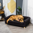 PawHut - Canapé moderne pour animal, lit pour chat ou moyen/grand, avec coussin d’assise amovible - noir-Design classique avec trois côtés de soutien 