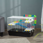 PawHut - Cage pour hamster 31 po L avec système de tubes tunnels - Noir-Comprend une cabane sur le perchoir, une bouteille d'eau, une gamelle, des rampes et une roue d'exercice