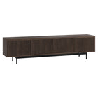 Hudson&Canal - Meuble TV Whitman pour téléviseurs jusqu'à 85 pouces - Alder Brown-Comprend quatre portes avec des armoires de rangement à aire ouverte