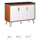 Modway - Energize Double évier 48" Vanette de salle de bain - Noir blanc cerise-Lavabo double en céramique avec trous centraux de 8"