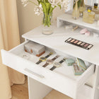 HOMCOM - Coiffeuse avec miroir et étagères - 35,4 po L x 15 po l x 54,3 po H - blanc-Couleur : Blanc 