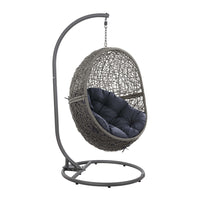 Modway - Encase Terrasse extérieure Rotin Chaise à balançoire - Marine grise-Fauteuil à balançoire extérieur moderne