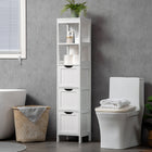 Kleankin - Armoire colonne de salle de bain étroite autoportante - blanc-Fabriquée en MDF pour une construction solide   