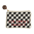 Mudpie 41180031V Pochette cadeau Santas Fav Check-Pochette zippée avec tirette jingle bell ou
poche avant en flanelle à carreaux et étiquette cadeau kraft