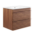 Modway - Render Support mural de 24" Vanette de salle de bain - Blanc noyer-Vanité moderne du milieu du siècle