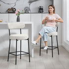 HOMCOM - Tabourets de bar hauteur comptoir 27 po - blanc crème - paquet de 2-Pieds robustes en acier avec patins réglables pour maintenir les tabourets stables sur toute surface 
